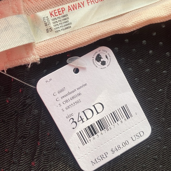 Free People Intimately Ladies Sweetheart Sunrise Pink Peach 34D Mesh Underwire - Picture 3 of 3